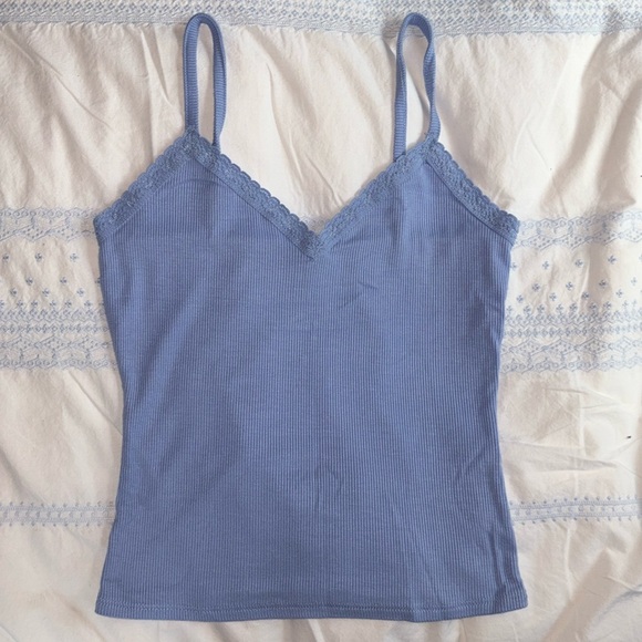 Tilly's Tops - Tilly’s Seamless, Ribbed with Lace Trim Women’s Tank Top, Size Medium